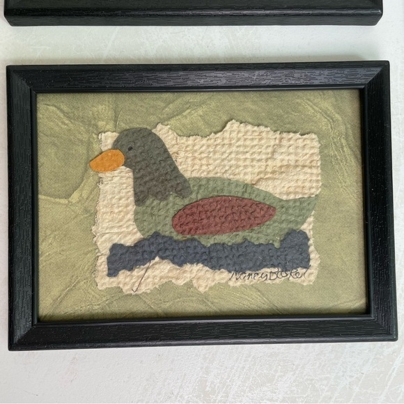 NANCY BASKET Cherokee Native American Fiber Art 3 Framed Duck Scarecrow Chicken - Picture 2 of 11